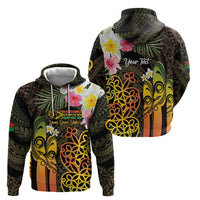 Personalised Vanuatu Independence Day Zip Hoodie Carving Drum Sand Drawing Turtle