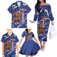 Samoa Independence Day Family Matching Off The Shoulder Long Sleeve Dress and Hawaiian Shirt 1962 Proud Samoan Warrior LT14 - Polynesian Pride