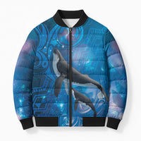 Paikea New Zealand Matariki Bomber Puffer Jacket Humpback Whale Taniko Motifs Ocean Vibes