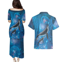 Paikea New Zealand Matariki Couples Matching Puletasi and Hawaiian Shirt Humpback Whale Taniko Motifs Ocean Vibes LT14 - Polynesian Pride