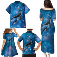 Paikea New Zealand Matariki Family Matching Puletasi and Hawaiian Shirt Humpback Whale Taniko Motifs Ocean Vibes LT14 - Polynesian Pride
