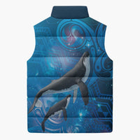 Paikea New Zealand Matariki Sleeveless Puffer Jacket Humpback Whale Taniko Motifs Ocean Vibes