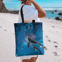 Paikea New Zealand Matariki Tote Bag Humpback Whale Taniko Motifs Ocean Vibes