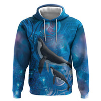 Paikea New Zealand Matariki Zip Hoodie Humpback Whale Taniko Motifs Ocean Vibes