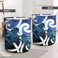 Piwakawaka New Zealand Matariki Laundry Basket Maori New Year Silver Fern Blue Galaxy