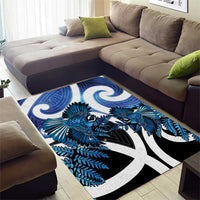 Piwakawaka New Zealand Matariki Area Rug Maori New Year Silver Fern Blue Galaxy