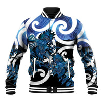 Piwakawaka New Zealand Matariki Baseball Jacket Maori New Year Silver Fern Blue Galaxy