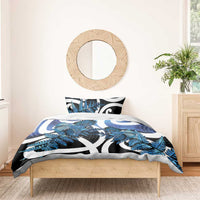 Piwakawaka New Zealand Matariki Bedding Set Maori New Year Silver Fern Blue Galaxy