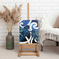 Piwakawaka New Zealand Matariki Canvas Wall Art Maori New Year Silver Fern Blue Galaxy