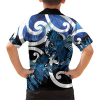 Piwakawaka New Zealand Matariki Family Matching Off Shoulder Maxi Dress and Hawaiian Shirt Maori New Year Silver Fern Blue Galaxy LT14 - Polynesian Pride