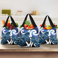 Piwakawaka New Zealand Matariki Grocery Bag Maori New Year Silver Fern Blue Galaxy