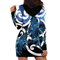 Piwakawaka New Zealand Matariki Hoodie Dress Maori New Year Silver Fern Blue Galaxy LT14 - Polynesian Pride