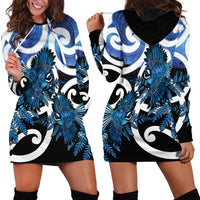 Piwakawaka New Zealand Matariki Hoodie Dress Maori New Year Silver Fern Blue Galaxy LT14 - Polynesian Pride