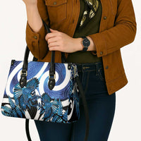 Piwakawaka New Zealand Matariki Leather Bag Maori New Year Silver Fern Blue Galaxy