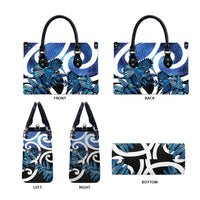 Piwakawaka New Zealand Matariki Leather Bag Maori New Year Silver Fern Blue Galaxy