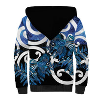 Piwakawaka New Zealand Matariki Sherpa Hoodie Maori New Year Silver Fern Blue Galaxy LT14 - Polynesian Pride