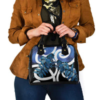 Piwakawaka New Zealand Matariki Shoulder Handbag Maori New Year Silver Fern Blue Galaxy