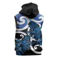 Piwakawaka New Zealand Matariki Sleeveless Zip Hoodie Maori New Year Silver Fern Blue Galaxy LT14 - Polynesian Pride