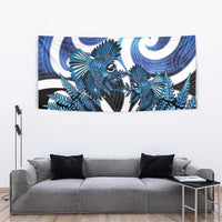 Piwakawaka New Zealand Matariki Tapestry Maori New Year Silver Fern Blue Galaxy