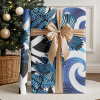 Piwakawaka New Zealand Matariki Wrapping Paper Maori New Year Silver Fern Blue Galaxy