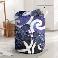 Piwakawaka New Zealand Matariki Laundry Basket Maori New Year Silver Fern Purple Galaxy