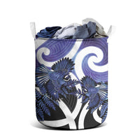 Piwakawaka New Zealand Matariki Laundry Basket Maori New Year Silver Fern Purple Galaxy