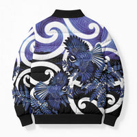 Piwakawaka New Zealand Matariki Bomber Puffer Jacket Maori New Year Silver Fern Purple Galaxy