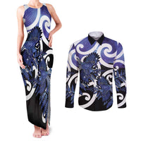 Piwakawaka New Zealand Matariki Couples Matching Tank Maxi Dress and Long Sleeve Button Shirt Maori New Year Silver Fern Purple Galaxy LT14 Purple - Polynesian Pride