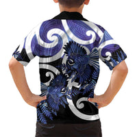 Piwakawaka New Zealand Matariki Family Matching Off The Shoulder Long Sleeve Dress and Hawaiian Shirt Maori New Year Silver Fern Purple Galaxy LT14 - Polynesian Pride