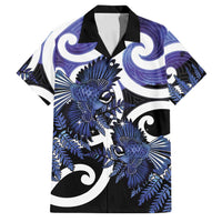 Piwakawaka New Zealand Matariki Family Matching Summer Maxi Dress and Hawaiian Shirt Maori New Year Silver Fern Purple Galaxy LT14 Dad's Shirt - Short Sleeve Purple - Polynesian Pride