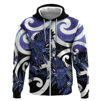 Piwakawaka New Zealand Matariki Hoodie Maori New Year Silver Fern Purple Galaxy LT14 Zip Hoodie Purple - Polynesian Pride