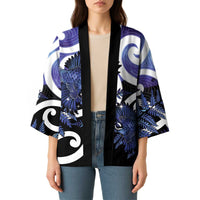 Piwakawaka New Zealand Matariki Kimono Maori New Year Silver Fern Purple Galaxy