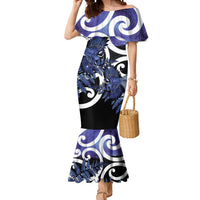 Piwakawaka New Zealand Matariki Mermaid Dress Maori New Year Silver Fern Purple Galaxy LT14 Women Purple - Polynesian Pride