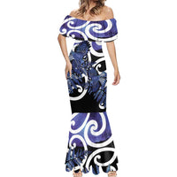 Piwakawaka New Zealand Matariki Mermaid Dress Maori New Year Silver Fern Purple Galaxy LT14 - Polynesian Pride