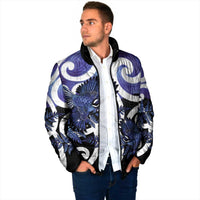 Piwakawaka New Zealand Matariki Padded Jacket Maori New Year Silver Fern Purple Galaxy