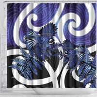 Piwakawaka New Zealand Matariki Shower Curtain Maori New Year Silver Fern Purple Galaxy LT14 - Polynesian Pride