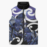 Piwakawaka New Zealand Matariki Sleeveless Puffer Jacket Maori New Year Silver Fern Purple Galaxy LT14 Unisex Purple - Polynesian Pride