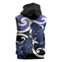 Piwakawaka New Zealand Matariki Sleeveless Zip Hoodie Maori New Year Silver Fern Purple Galaxy LT14 - Polynesian Pride