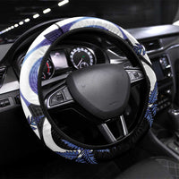 Piwakawaka New Zealand Matariki Steering Wheel Cover Maori New Year Silver Fern Purple Galaxy LT14 Universal Fit Purple - Polynesian Pride