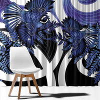 Piwakawaka New Zealand Matariki Window Curtain Maori New Year Silver Fern Purple Galaxy LT14 - Polynesian Pride