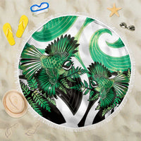 Piwakawaka New Zealand Matariki Beach Blanket Maori New Year Silver Fern Green Galaxy LT14 One Size 150cm Green - Polynesian Pride