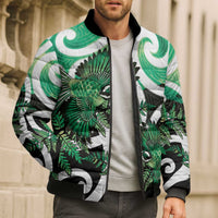Piwakawaka New Zealand Matariki Bomber Puffer Jacket Maori New Year Silver Fern Green Galaxy
