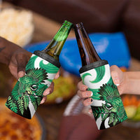 Piwakawaka New Zealand Matariki 4 in 1 Can Cooler Tumbler Maori New Year Silver Fern Green Galaxy LT14 - Polynesian Pride