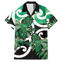 Piwakawaka New Zealand Matariki Family Matching Off The Shoulder Long Sleeve Dress and Hawaiian Shirt Maori New Year Silver Fern Green Galaxy LT14 Dad's Shirt - Short Sleeve Green - Polynesian Pride