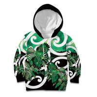 Piwakawaka New Zealand Matariki Kid Hoodie Maori New Year Silver Fern Green Galaxy LT14 Hoodie Green - Polynesian Pride