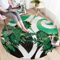 Piwakawaka New Zealand Matariki Round Carpet Maori New Year Silver Fern Green Galaxy