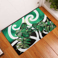 Piwakawaka New Zealand Matariki Rubber Doormat Maori New Year Silver Fern Green Galaxy