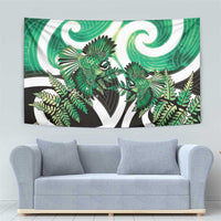 Piwakawaka New Zealand Matariki Tapestry Maori New Year Silver Fern Green Galaxy