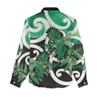 Piwakawaka New Zealand Matariki Women Casual Shirt Maori New Year Silver Fern Green Galaxy LT14 - Polynesian Pride