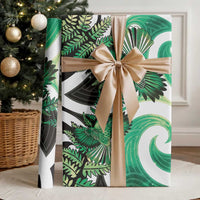 Piwakawaka New Zealand Matariki Wrapping Paper Maori New Year Silver Fern Green Galaxy